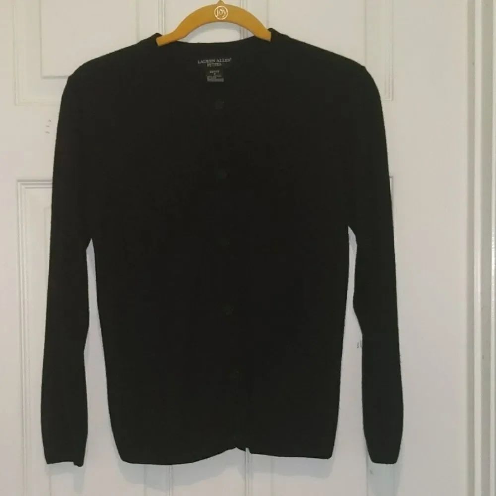 Lauren Allen black button down cardigan SZ PS